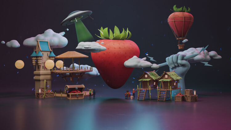 Strawberry Planet 3D Webbprojekt Hero